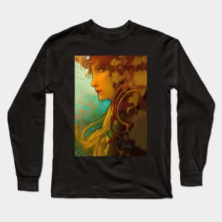 Floral design of Art Deco style Pagan Witch Long Sleeve T-Shirt